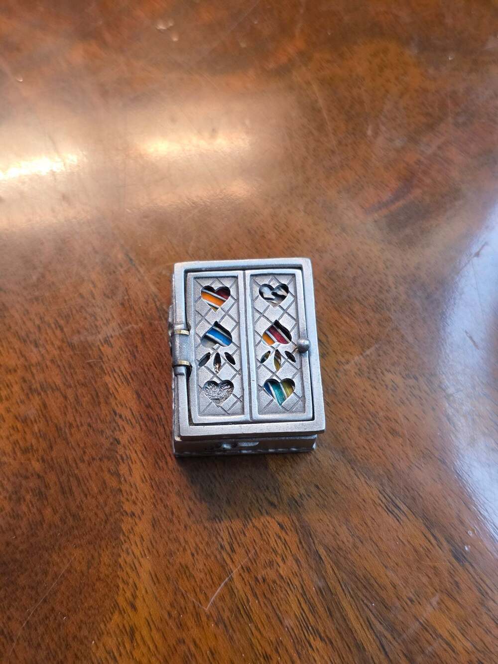 Ms Dee Pewter Rainbow Bird Heart Brooch Trinket Box Pin Earrings